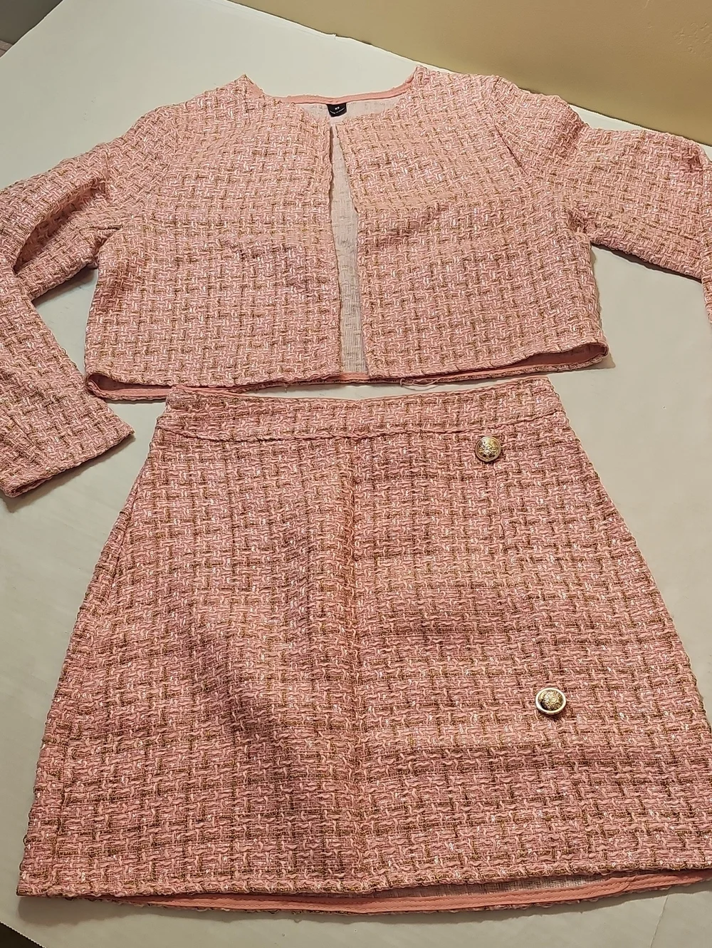 Elle Woods Pink Costume Tweed Mini Skirt Set.size XS